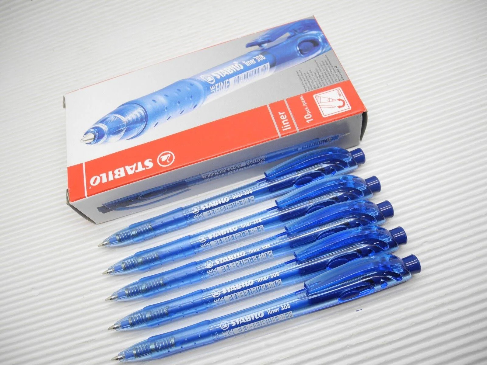 Stabilo 308 Retractable Ball Pen 0.38mm (Blue)